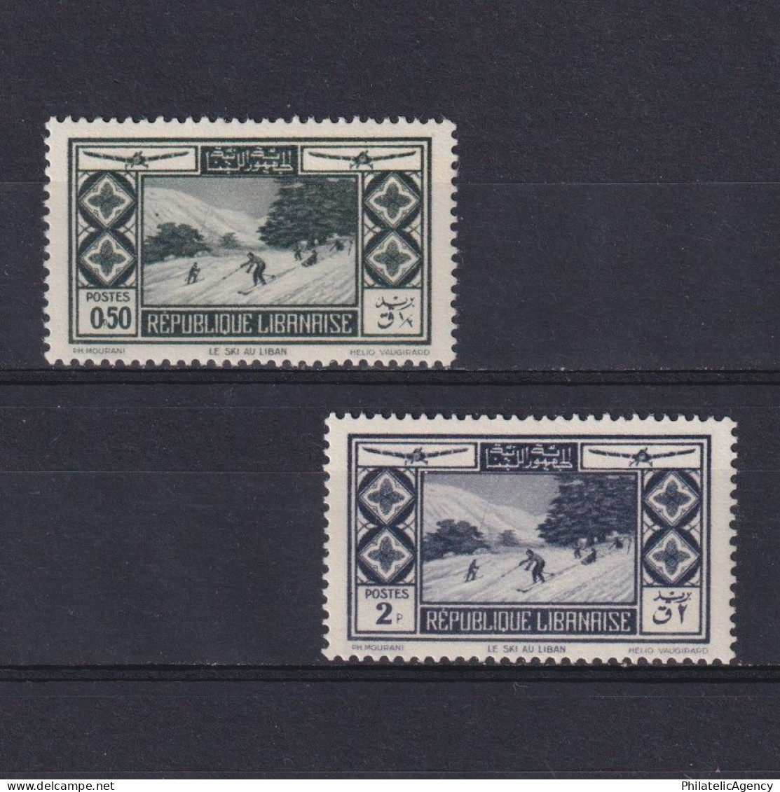 LEBANON 1936, Sc# C49, C51, Part Set, Skiing, MH - Liban