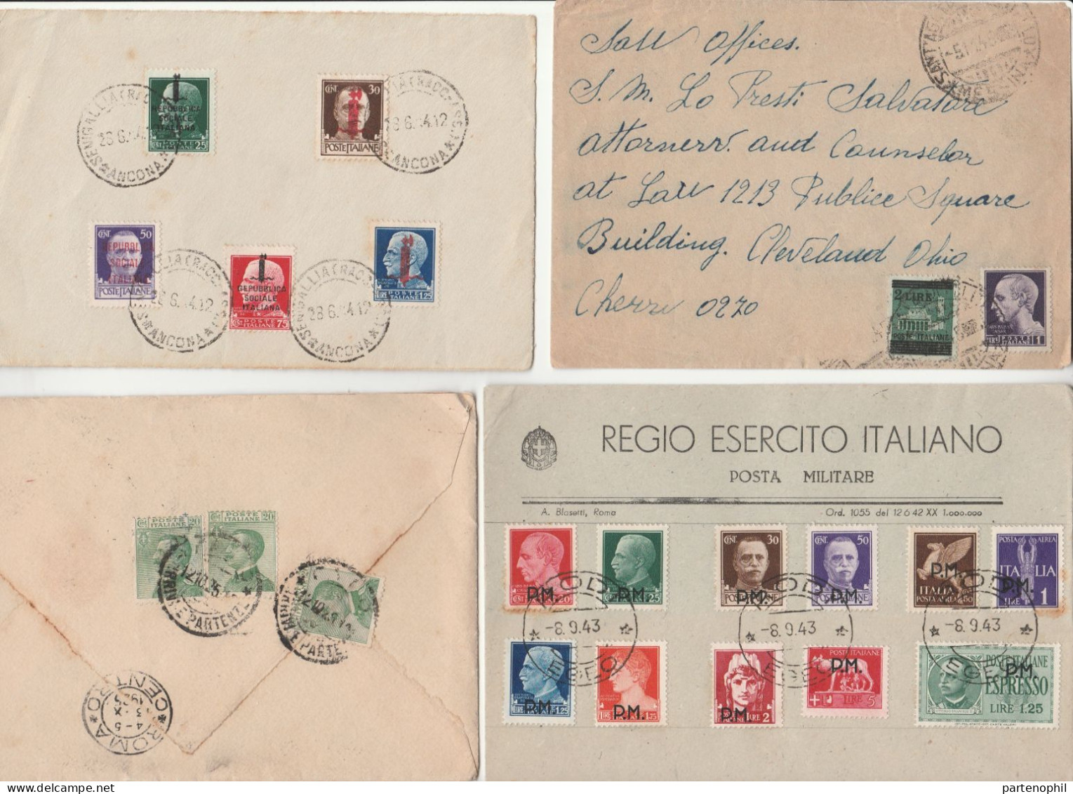 660 - Italia Regno - R.S.I. - Luogotenenza - Insieme di oltre 50 lettere, cartoline ecc., con diverse presenze non comun