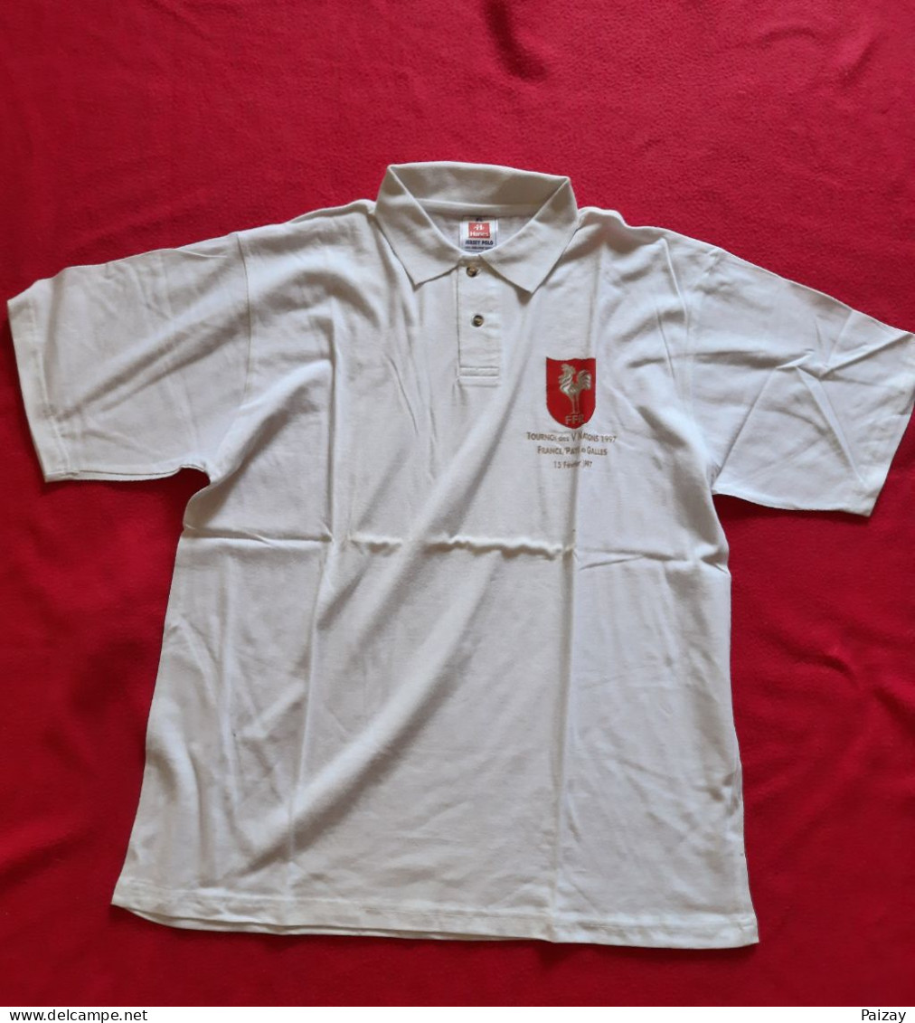 Polo Rugby Taille XL. Blanc. Match Tournoi 5 Nations France Pays De Galles 1997 - Rugby