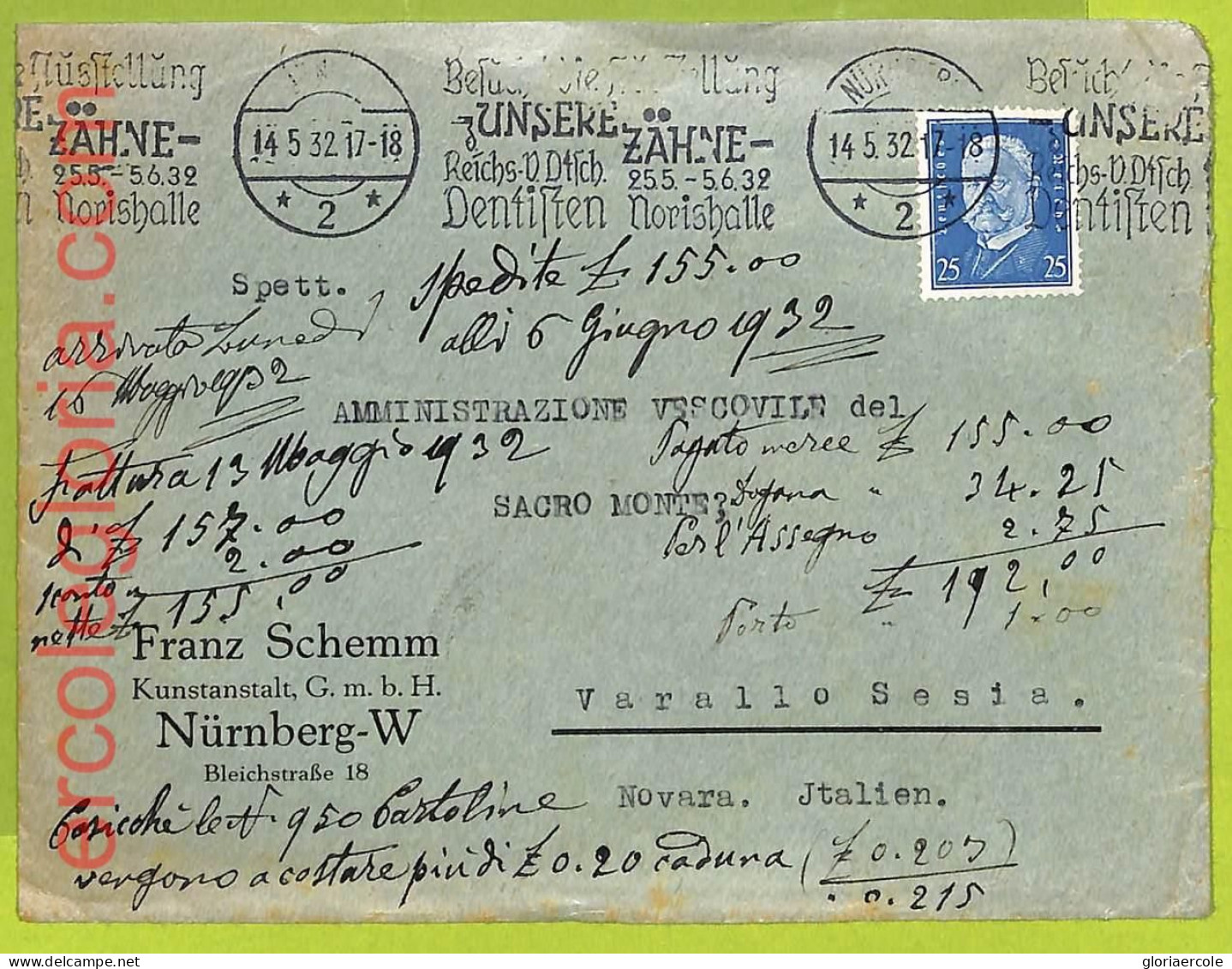 Af9915 - GERMANY - POSTAL HISTORY - COVER - 1932, MEDICINE Dentistry - Medicina