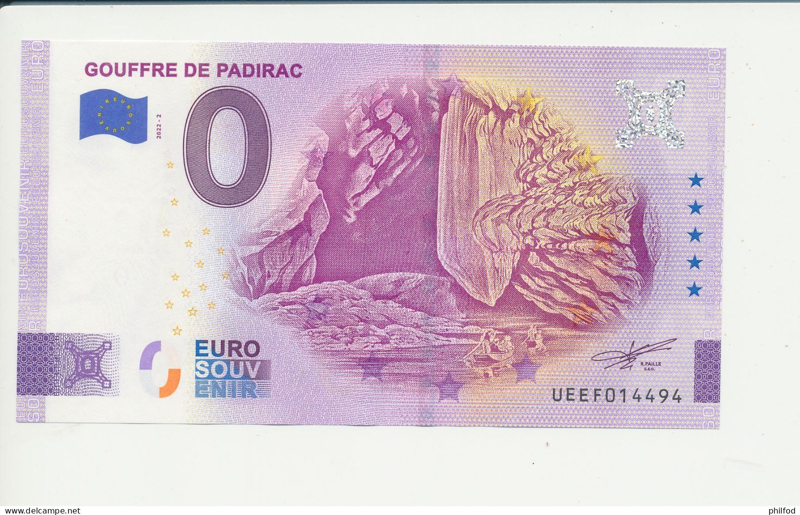 Billet Touristique  0 Euro  - GOUFFRE DE PADIRAC - UEEF - 2022-2 -  N° 14494 - Andere & Zonder Classificatie