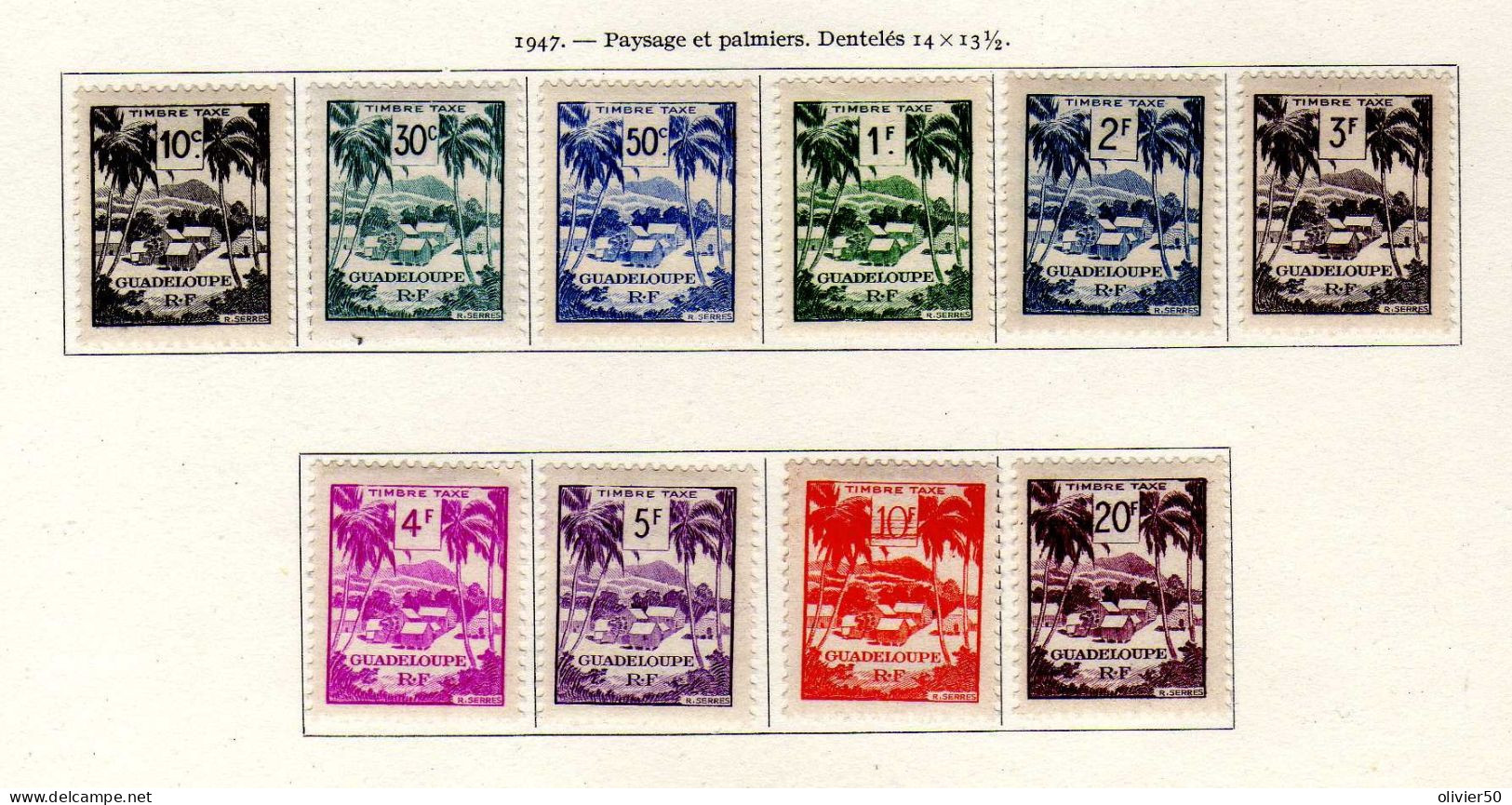 Guadeloupe - 1947 - Timbres-Taxe Palmiers - Neufs* - MH - Impuestos