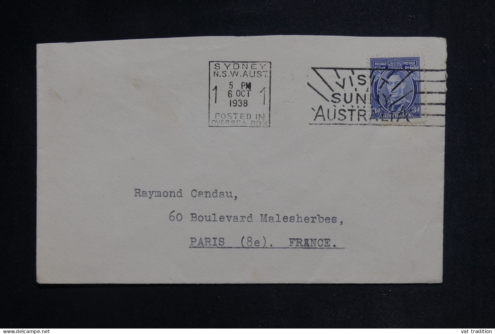 AUSTRALIE - Enveloppe De Sydney Pour La France En 1938 - L 150006 - Poststempel