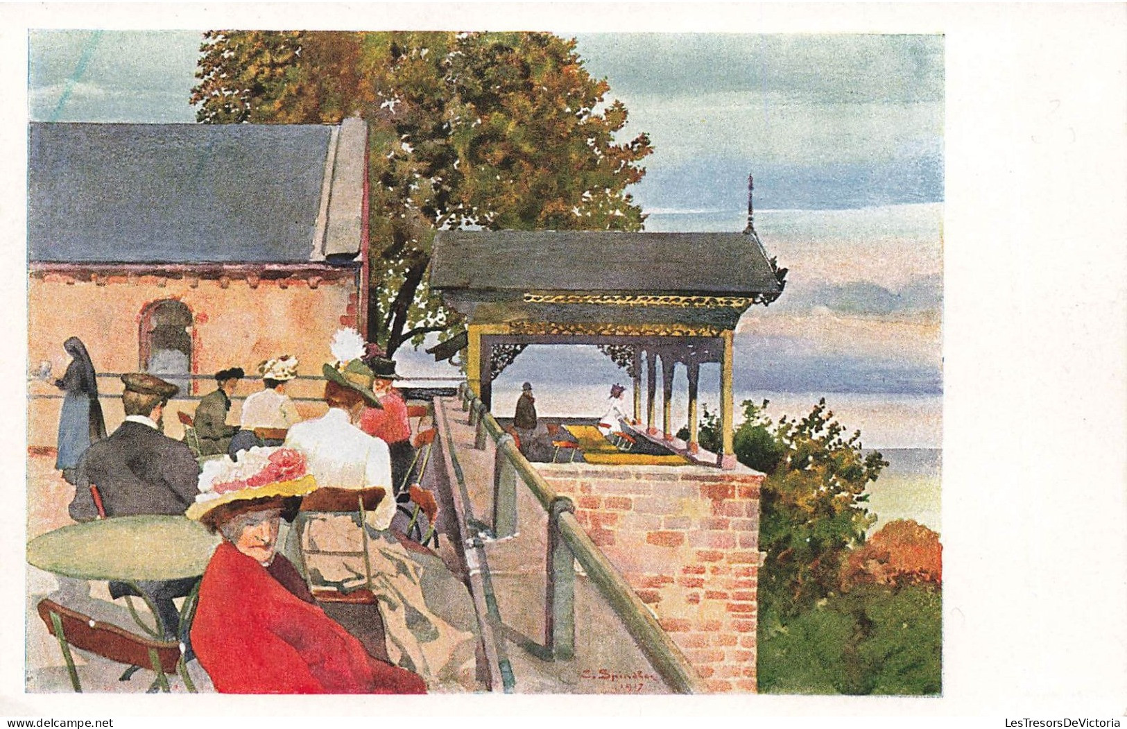 ILLUSTRATION - Charles Spindler - La Terrasse De Saint Odile - Carte Postale Ancienne - Other & Unclassified