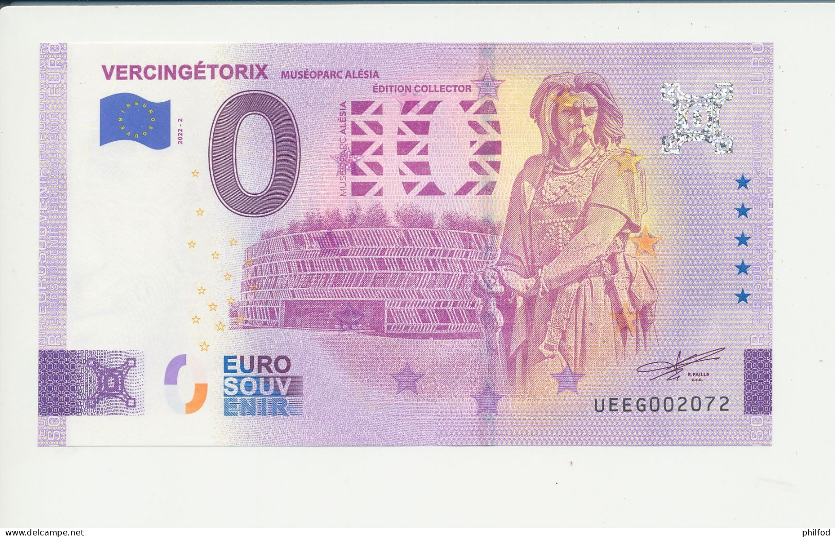 Billet Touristique  0 Euro  - VERCINGÉTORIX MUSÉOPARC ALESIA - UEEG - 2022-2 -  N° 2072 - Billet épuisé - Sonstige & Ohne Zuordnung