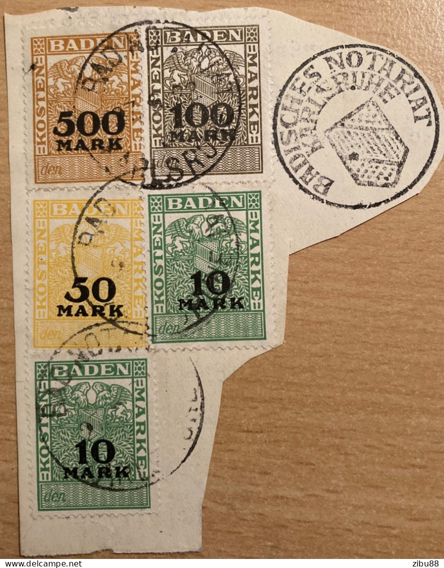 Kostenmarken Baden Ausschnitt / Fiskalmarken Deutschlan / Revenue Stamp Germany - Other & Unclassified