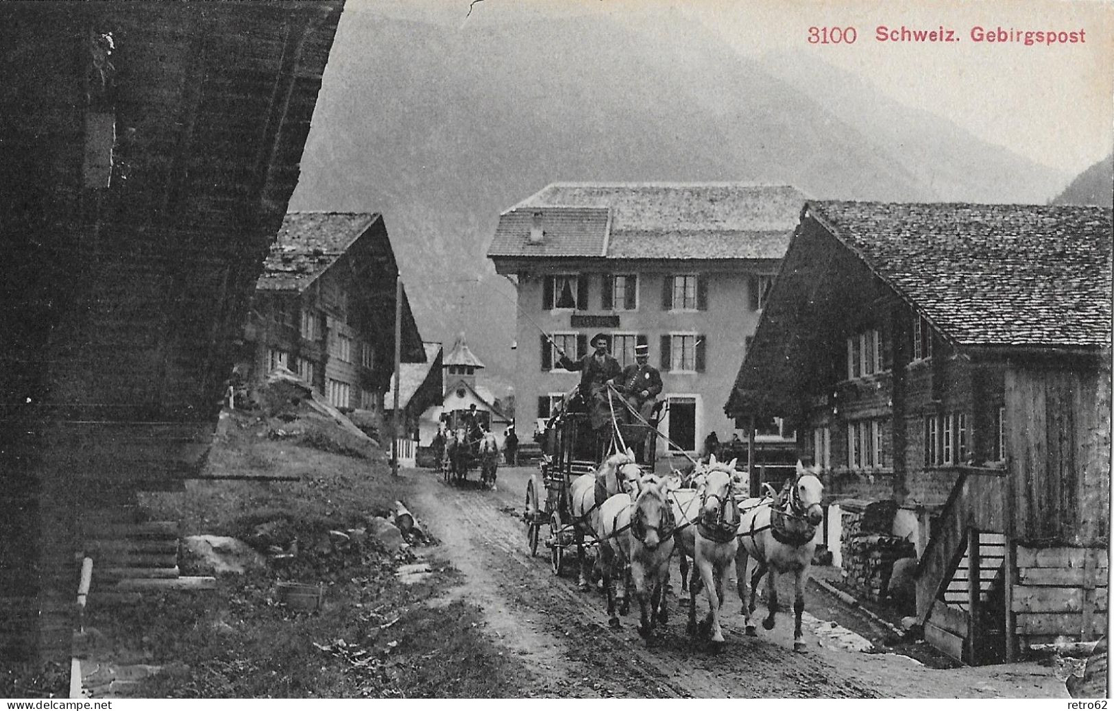 GUTTANNEN ► Postkutsche Im Trab Unterwegs Im Dorf, Ca.1915 - Guttannen