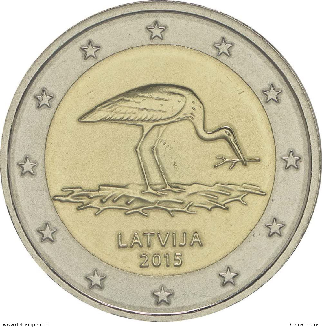 2 Euro 2015 Latvian Commemorative Coin - Stork. - Lettonie