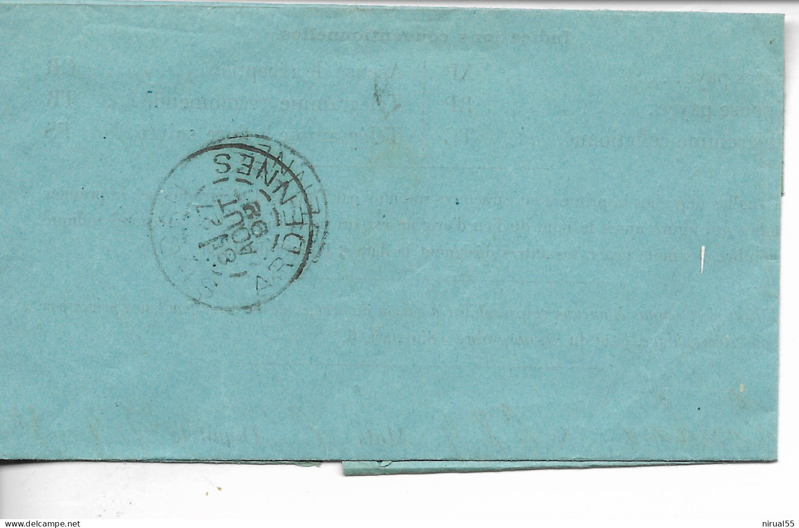 SEDAN Ardennes Cachet Bleu TELEGRAMME + Griffe Téléphoné 8/1892 Déchirures   ...     G - Telegraph And Telephone