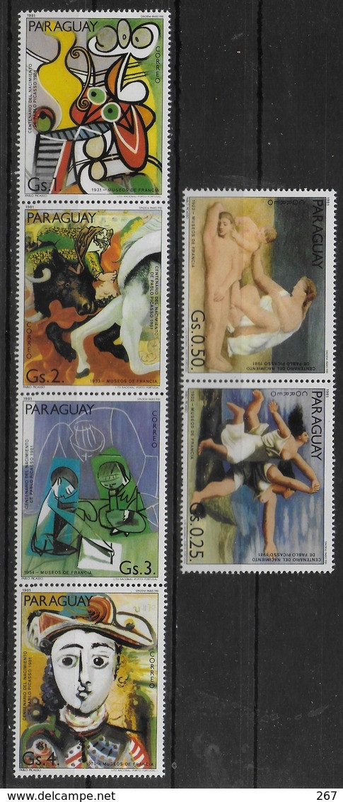 PARAGUAY   N° 1878/83 Se Tenant * *   Tableaux Nus Taureaux Picasso - Picasso