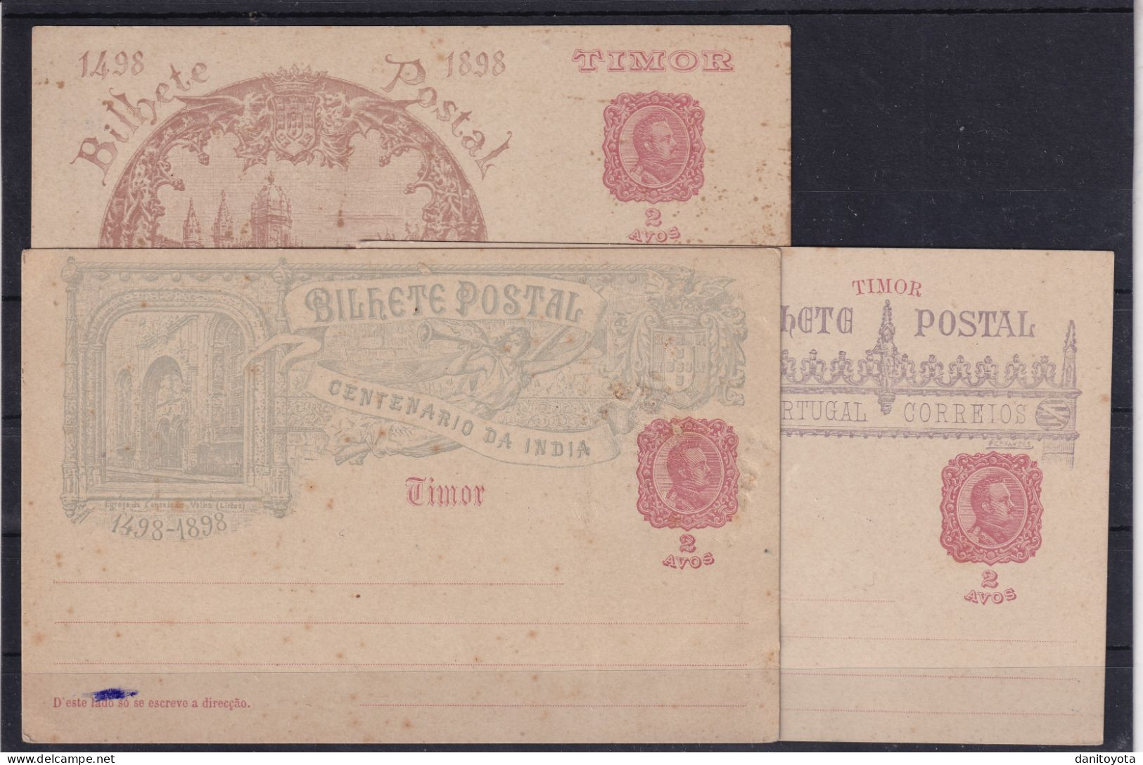 Timor. Conjunto De 3 Enteros Postales Diferentes Y De 1898 - Timor Orientale