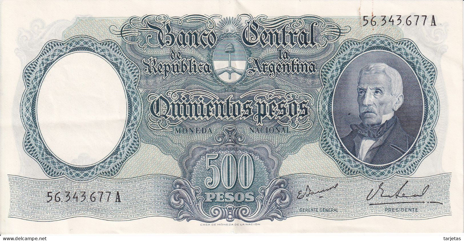 BILLETE DE ARGENTINA DE 500 PESOS AÑOS 1964 A 1969 EN CALIDAD EBC (XF)  (BANKNOTE) DIFERENTES FIRMAS - Argentinië