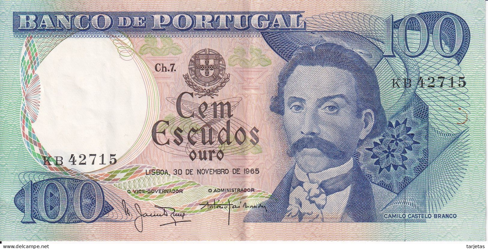 BILLETE DE PORTUGAL DE 100 ESCUDOS  DEL AÑO 1965 EN CALIDAD EBC (XF) (BANKNOTE) - Portugal