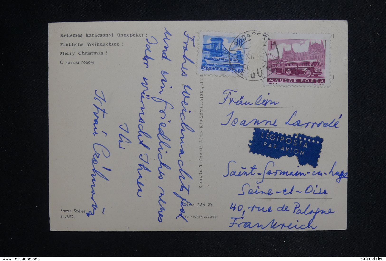 HONGRIE - Affranchissement De Budapest Sur Carte Postale Pour La France Par Avion- L 150026 - Covers & Documents
