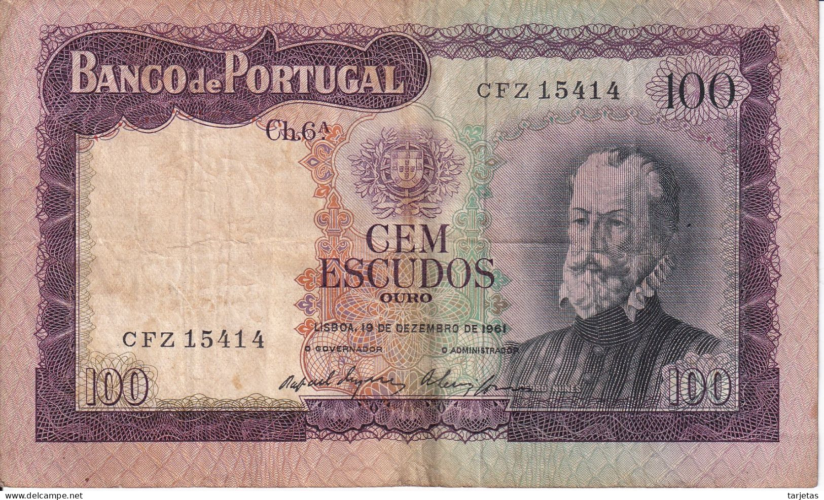 BILLETE DE PORTUGAL DE 100 ESCUDOS DEL AÑO 1961 (BANKNOTE) - Portugal