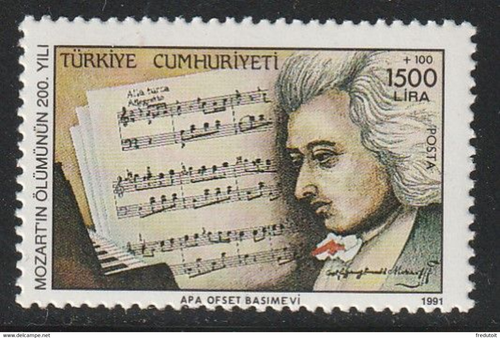 TURQUIE - N°2676 ** (1991) Mozart - Neufs