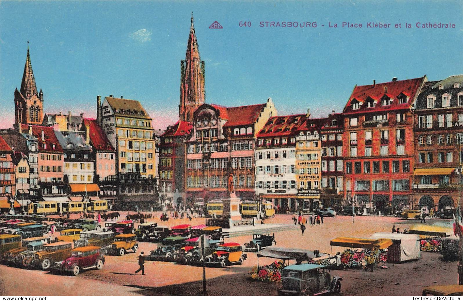 FRANCE - Strasbourg - La Place Kléber Et La Cathédrale - Automobiles - Églises - Carte Postale Ancienne - Straatsburg