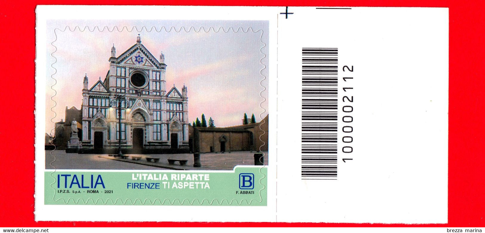 Nuovo - MNH - ITALIA - 2021 - Turismo - L’Italia Riparte – Firenze – Basilica Di Santa Croce - B - Barre 2112 - Bar Codes