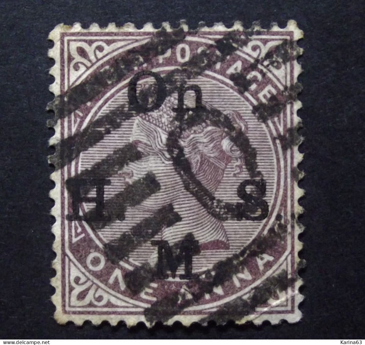British East India Used 'O' Type  On One Anna -  Early Indian Cancellation - 1854 East India Company Administration