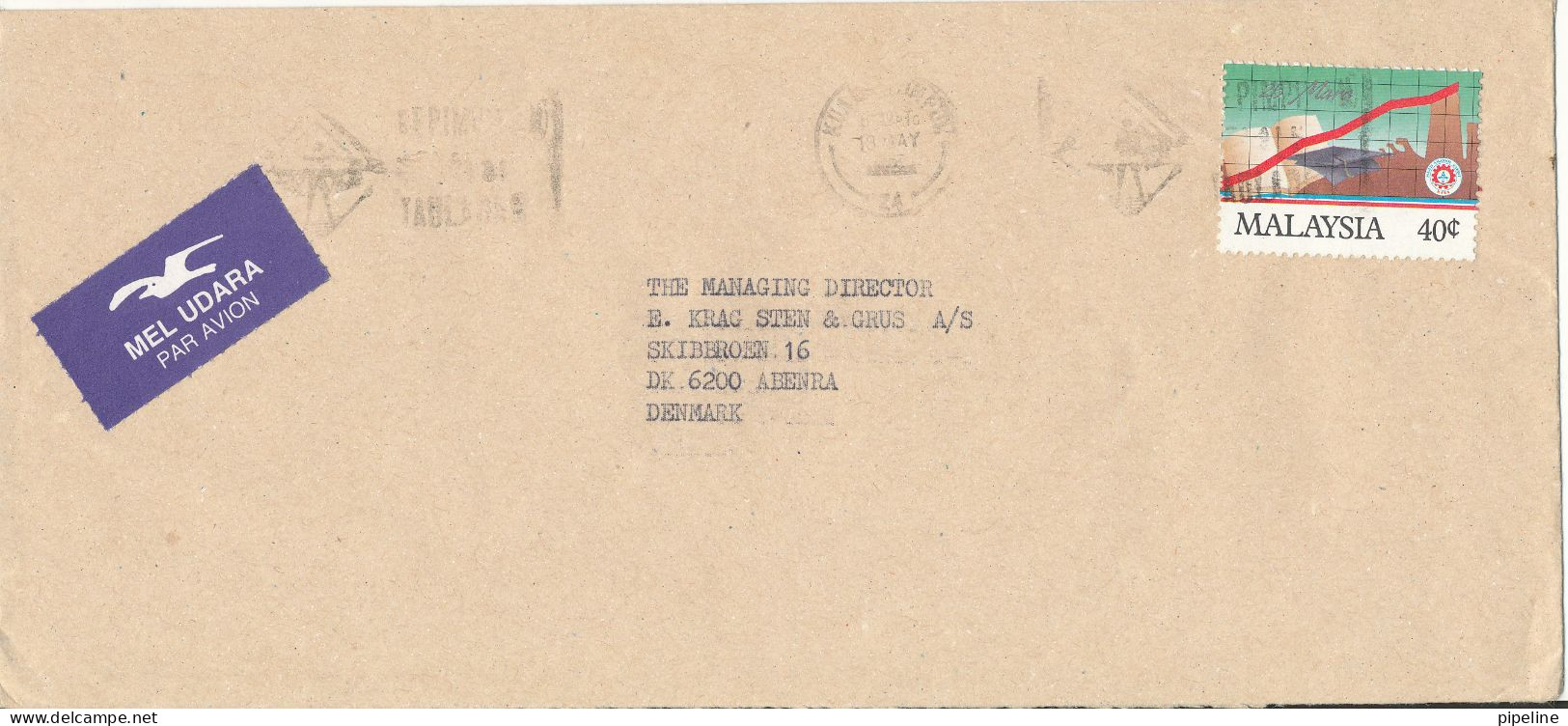 Malaysia Cover Sent Air Mail To Denmark 18-5-1991 Single Franked - Malaysia (1964-...)