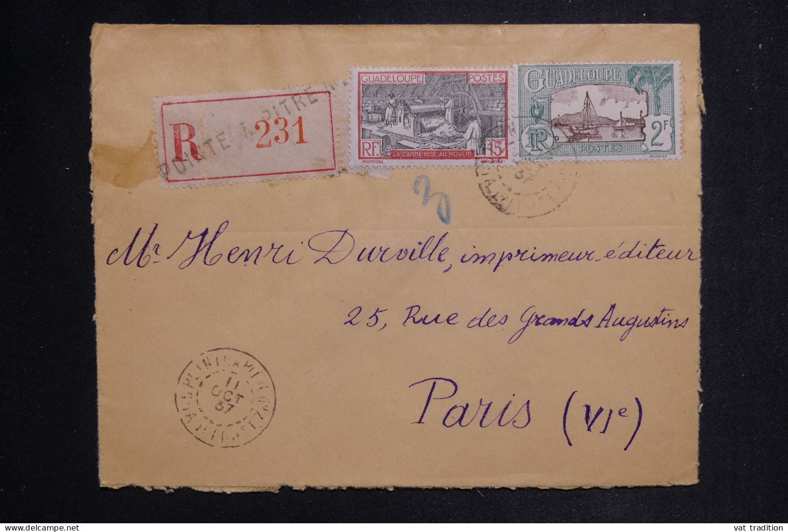 GUADELOUPE - Enveloppe En Recommandé De Pointe à Pitre Pour Paris En 1937 - L 150041 - Covers & Documents