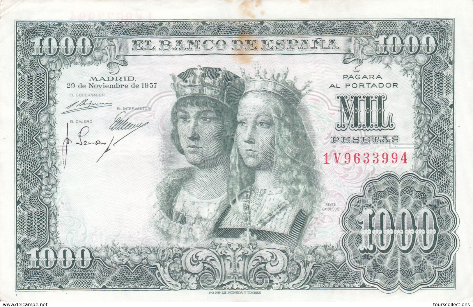 ESPAGNE - BILLET De BANQUE 1000 PESETAS 29/11/ 1957 - 1V9633994 - PICK 149 A Roi Ferdinand II D'Aragon Reine Isabelle I - 1000 Pesetas