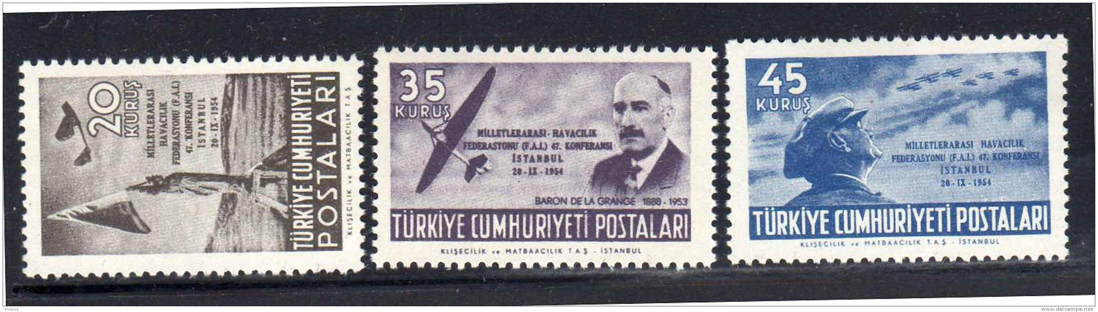 TURQUIE - Poste Aérienne  N°25/7 ** (1954) - Posta Aerea