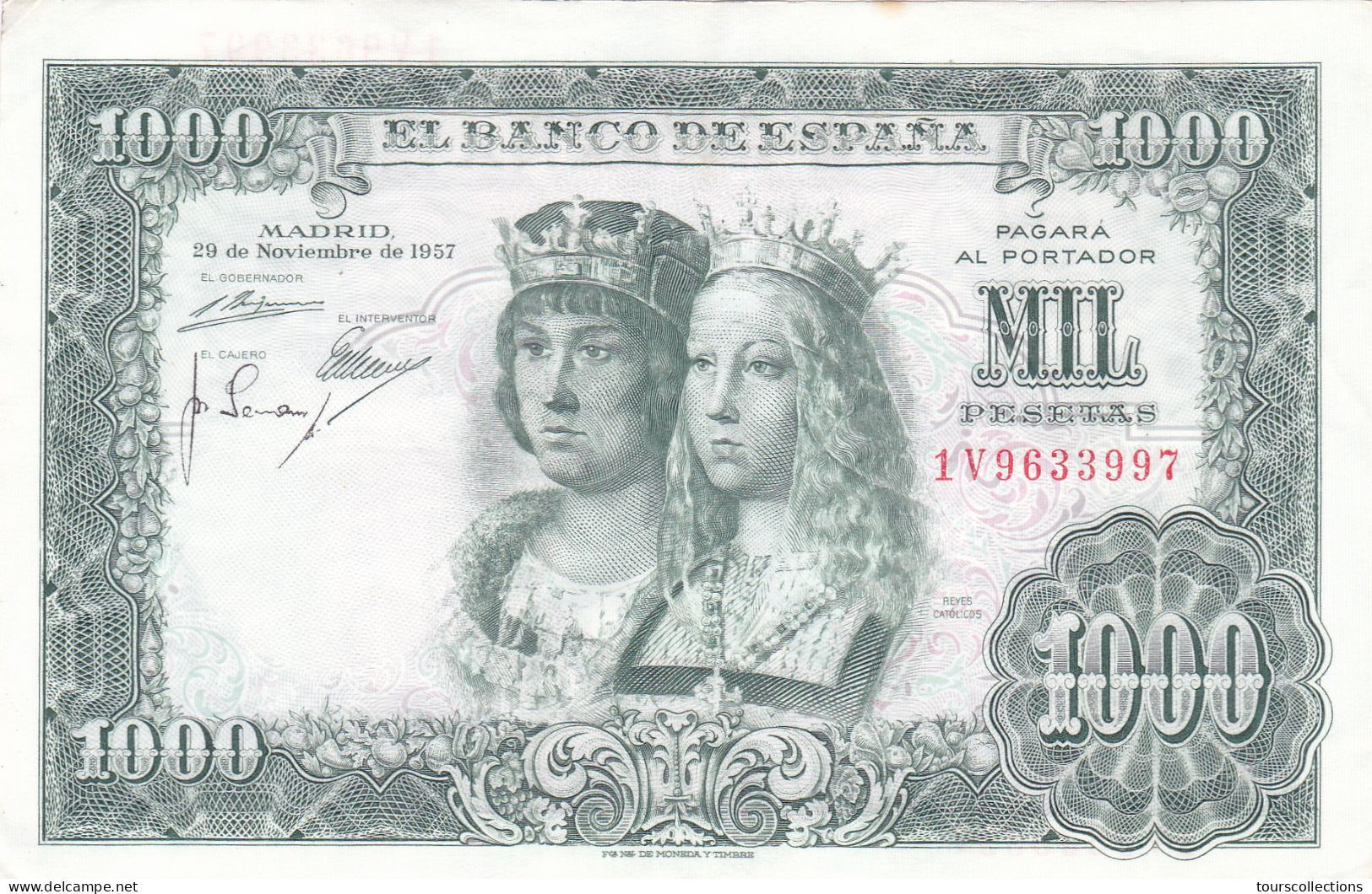 ESPAGNE - BILLET De BANQUE 1000 PESETAS 29/11/ 1957 - 1V9633997 - PICK 149 A Roi Ferdinand II D'Aragon Reine Isabelle I - 1000 Peseten