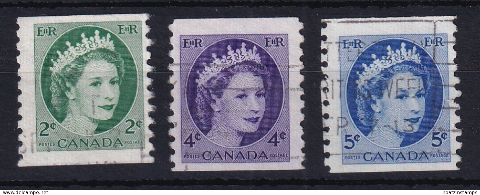 Canada: 1954/62   QE II - Coil Set  SG469-471   [Imperf X Perf: 9½]    Used - Oblitérés