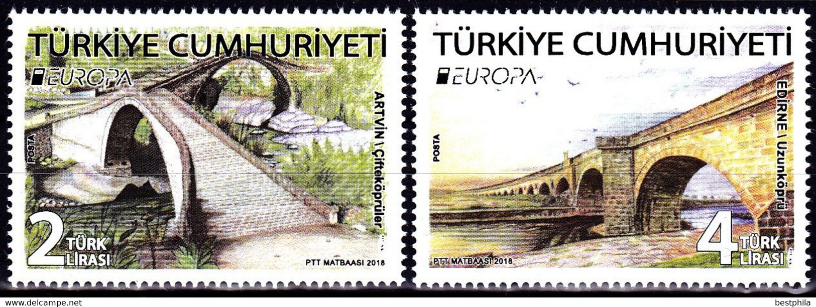 Europa Cept - 2018 - Turkey, Türkei - (Bridges) ** MNH - Neufs