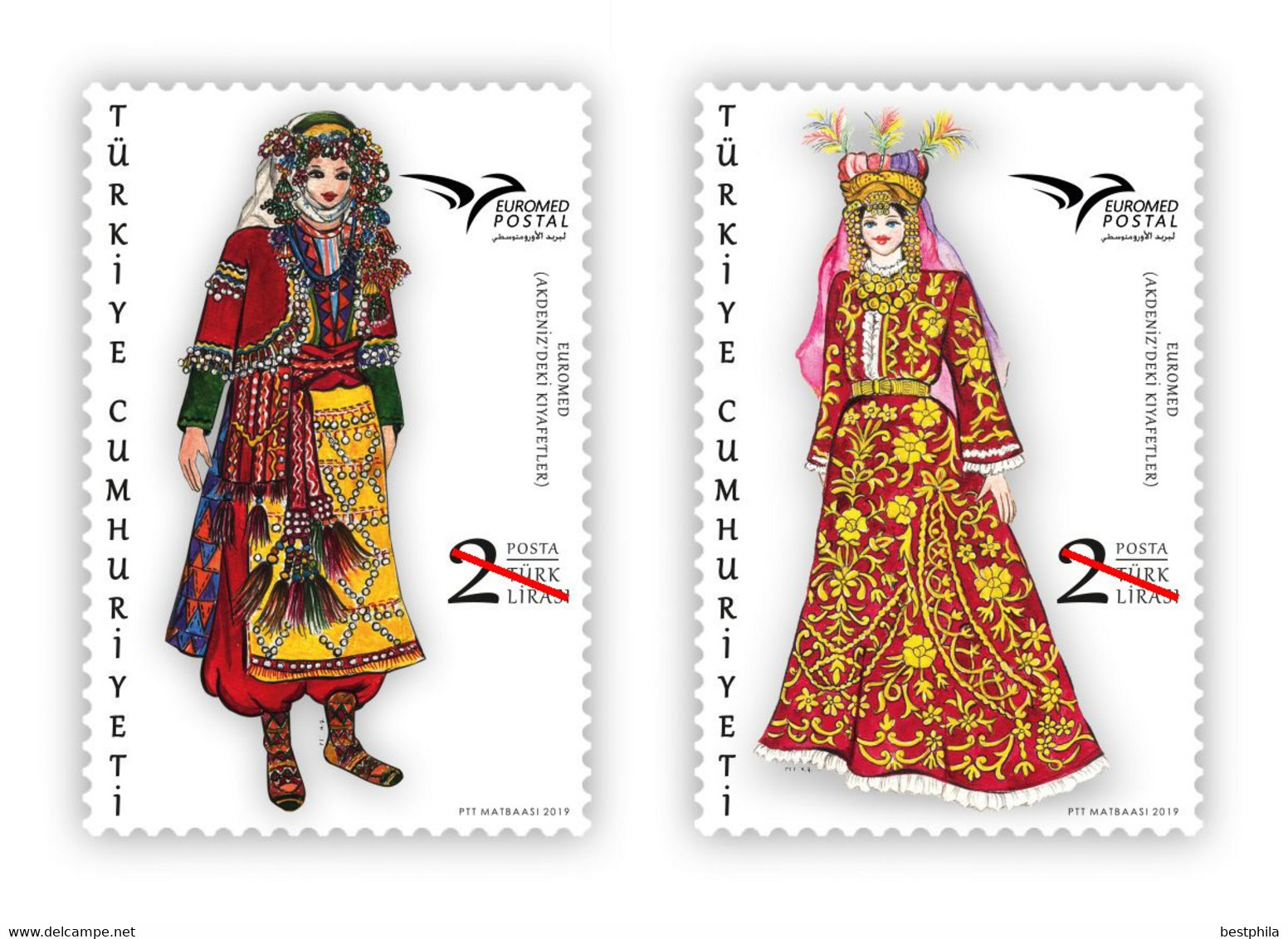 Turkey, Türkei - 2019 - EUROMED, Traditional Woman's Costume, Folklore ** MNH - Neufs