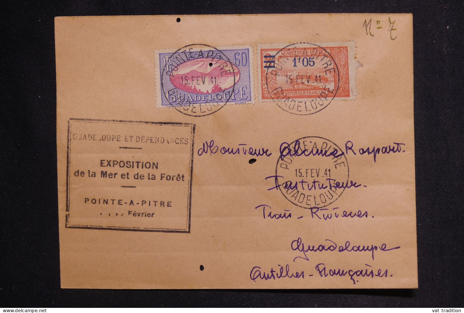 GUADELOUPE - Enveloppe De Pointe à Pitre En 1941 Avec Cachet Exposition De La Mer Et Forêt - L 150051 - Lettres & Documents