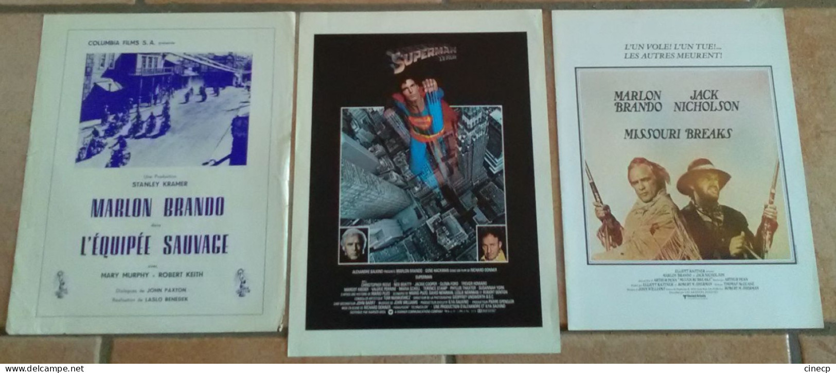 4 PLAQUETTES PUBLICITAIRES FILM MARLON BRANDO MISSOURI BREAKS SUPERMAN L'EQUIPEE SAUVAGE TBE CINEMA - Werbetrailer