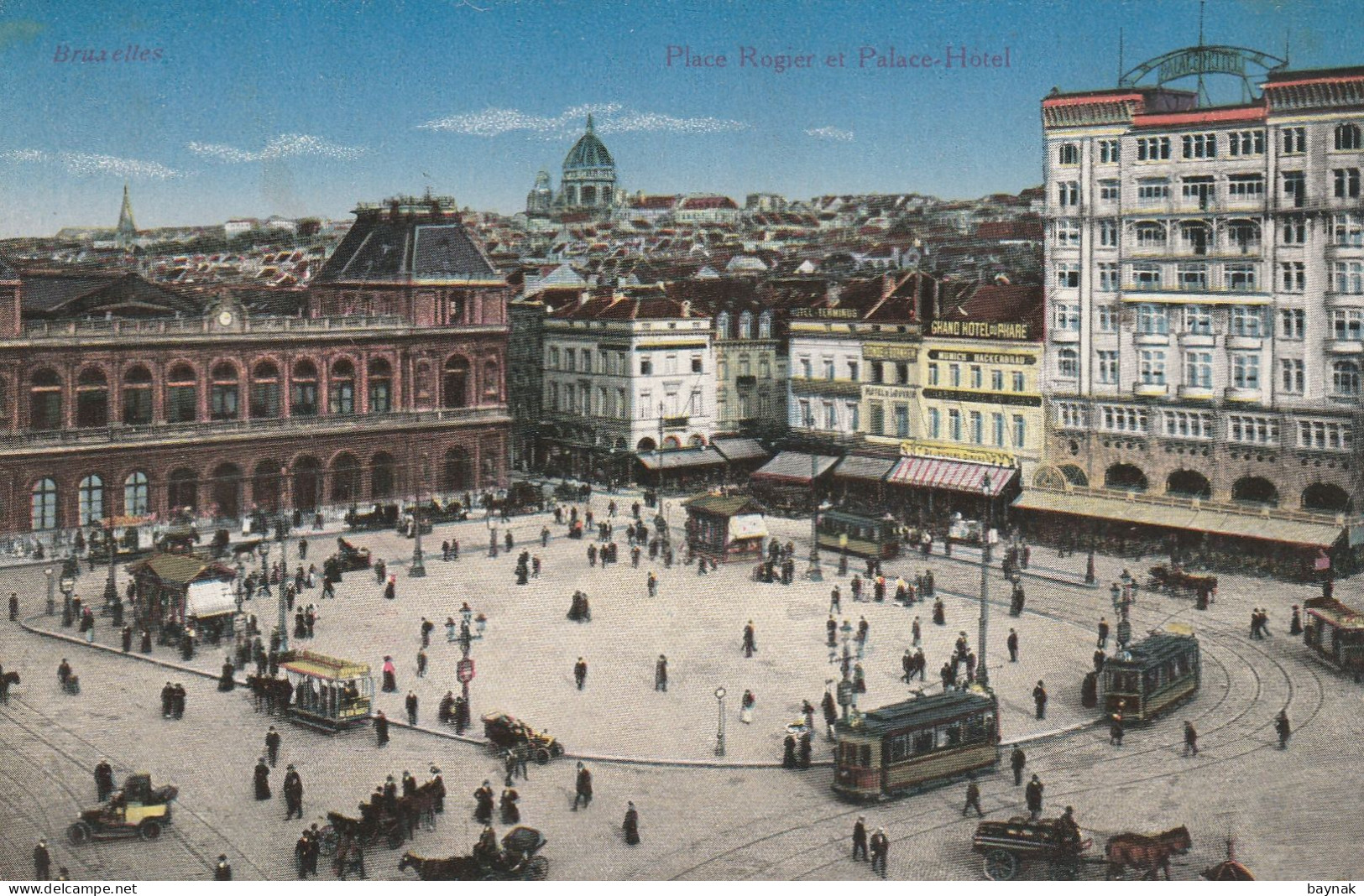 BELG379  --  BRUXELLES  --   PLACE ROGIER ET PALACE - HOTEL --   DEUTSCHE FFELDPOST -  1915 - Pubs, Hotels, Restaurants
