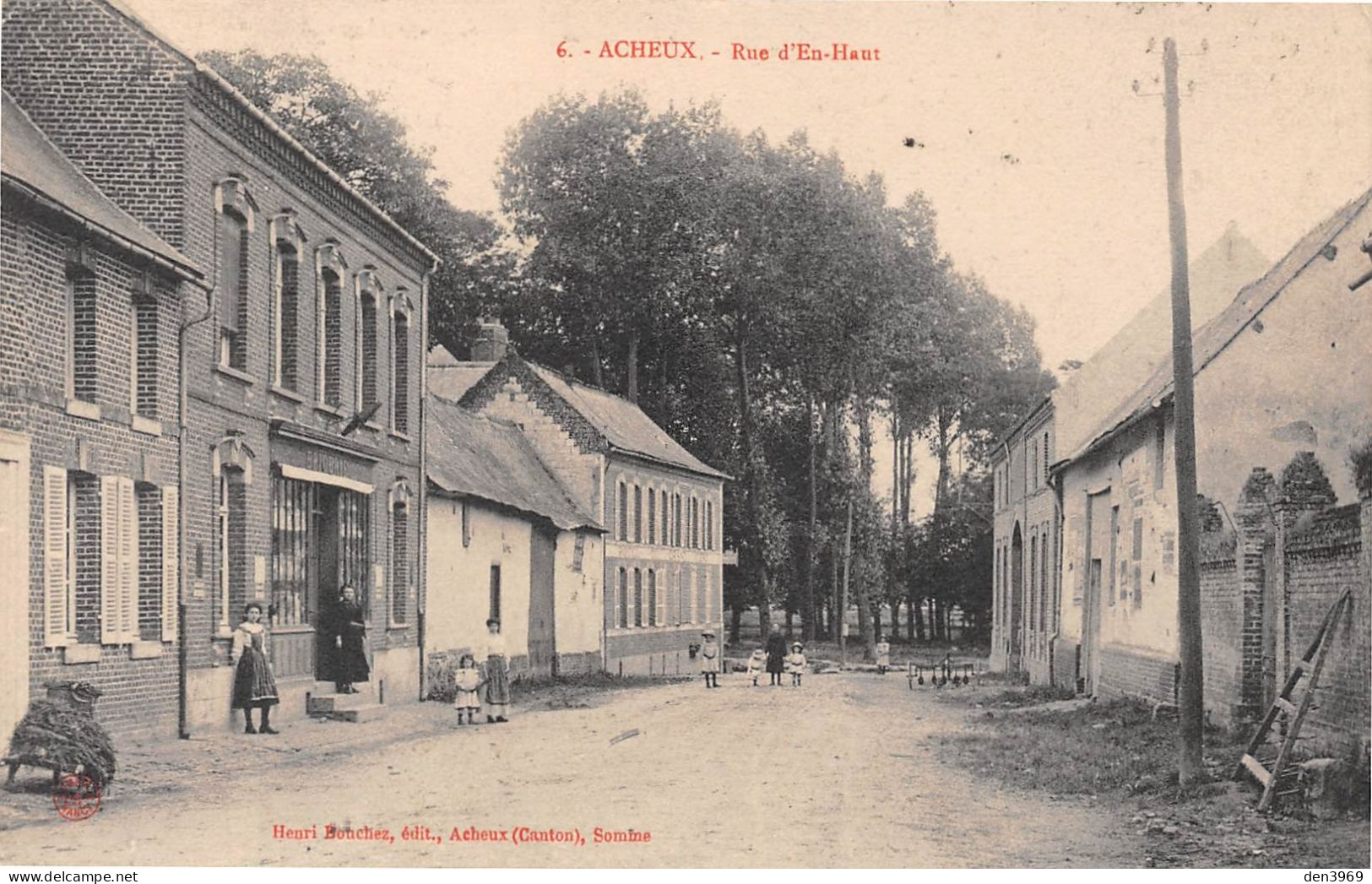 ACHEUX-en-Amienois (Somme) - Rue D'En-Haut - Voyagé 1914 (2 Scans) - Acheux En Amienois