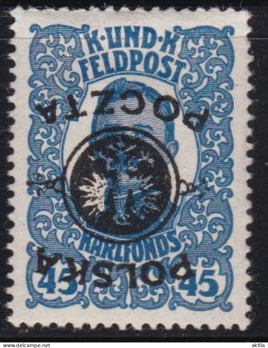 Poland 1918 Definitive Error-reverse Overprint MH(*) Michel 19 - Ungebraucht