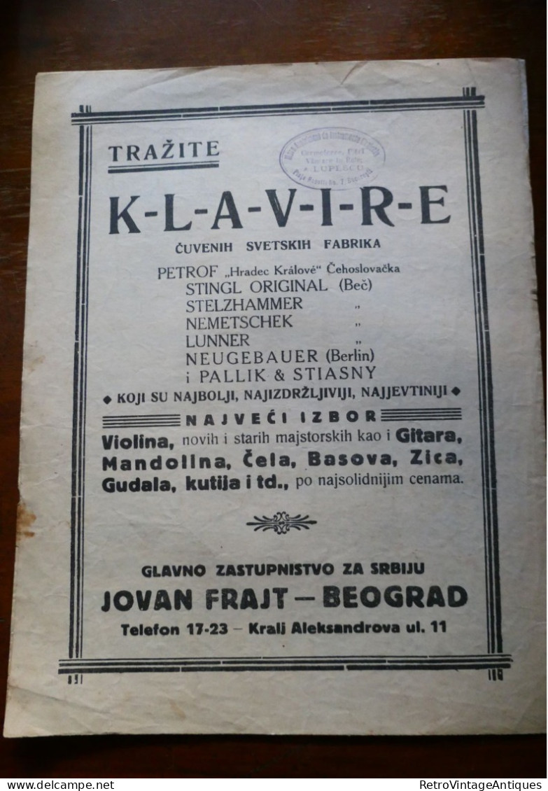 EISEMANN MIHALY BAS CES ZA INAT BITI MOJA... TANGO ARGENTINO JOVAN FRAIT BEOGRAD  Partitura Muzicala Veche Romania - Vocales