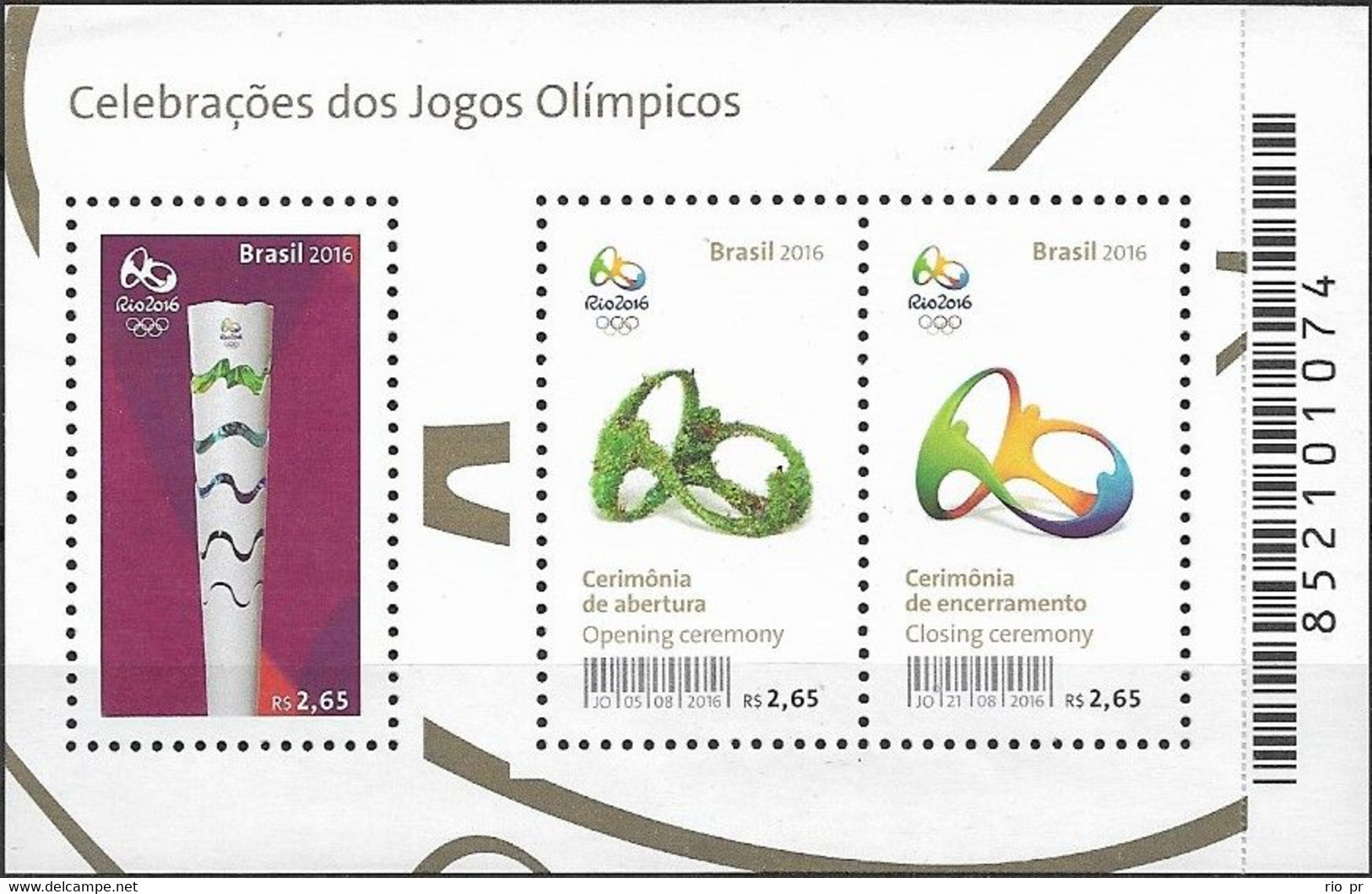 BRAZIL - SOUVENIR SHEET OLYMPIC TORCH RIO'2016 SUMMER OLYMPIC GAMES 2016 - MNH - Sommer 2016: Rio De Janeiro