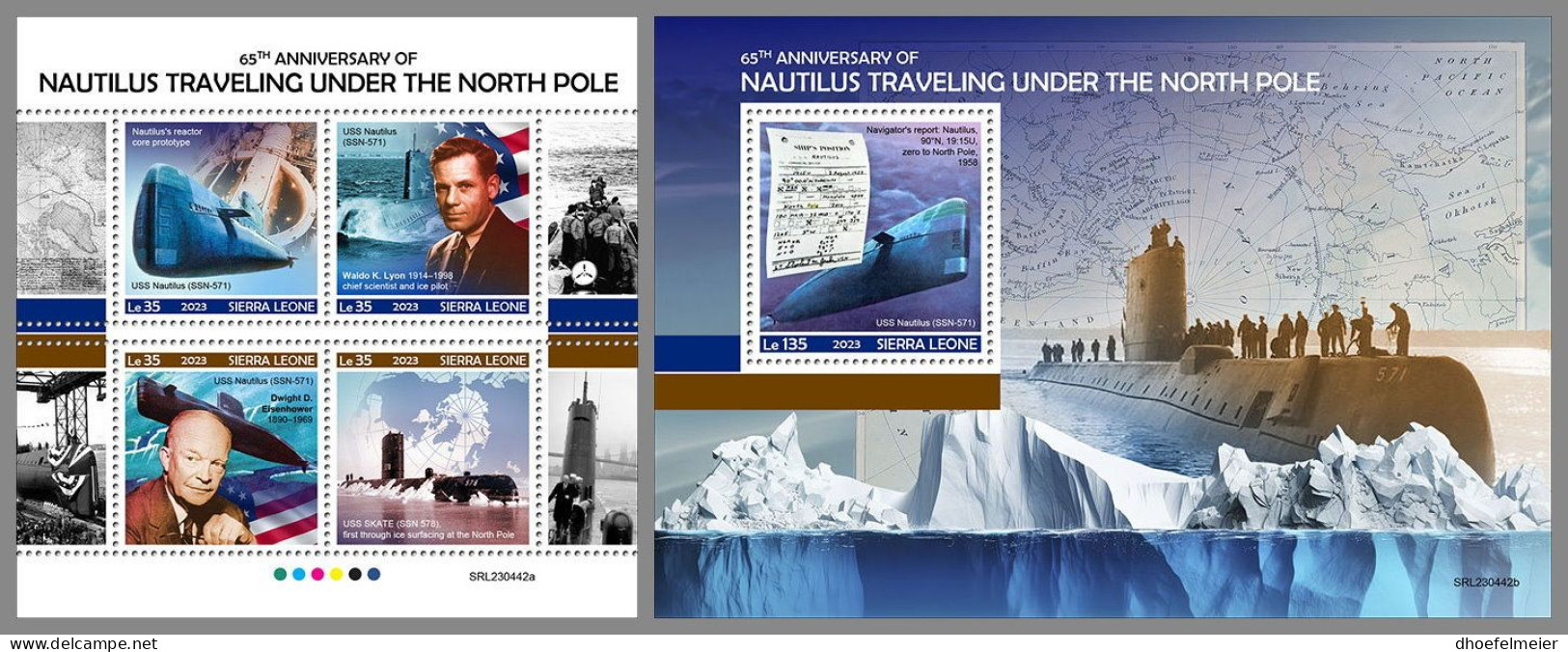 SIERRA LEONE 2023 MNH Submarine North Pole U-Boot Nordpol M/S+S/S – OFFICIAL ISSUE – DHQ2405 - Submarinos