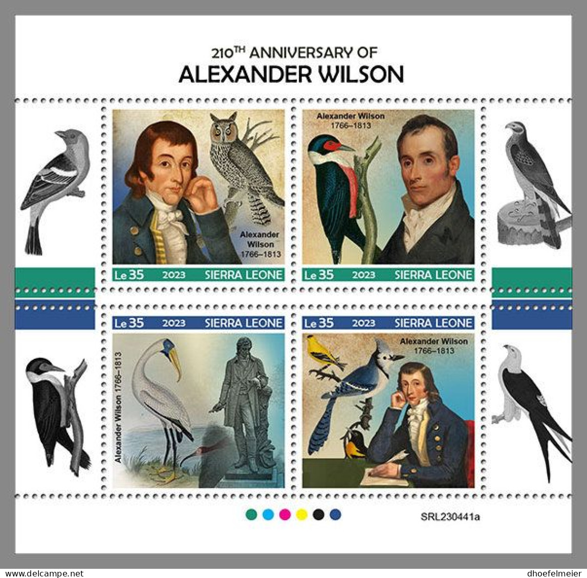 SIERRA LEONE 2023 MNH Alexander Wilson Ornithologist Ornithologe M/S – OFFICIAL ISSUE – DHQ2405 - Naturaleza