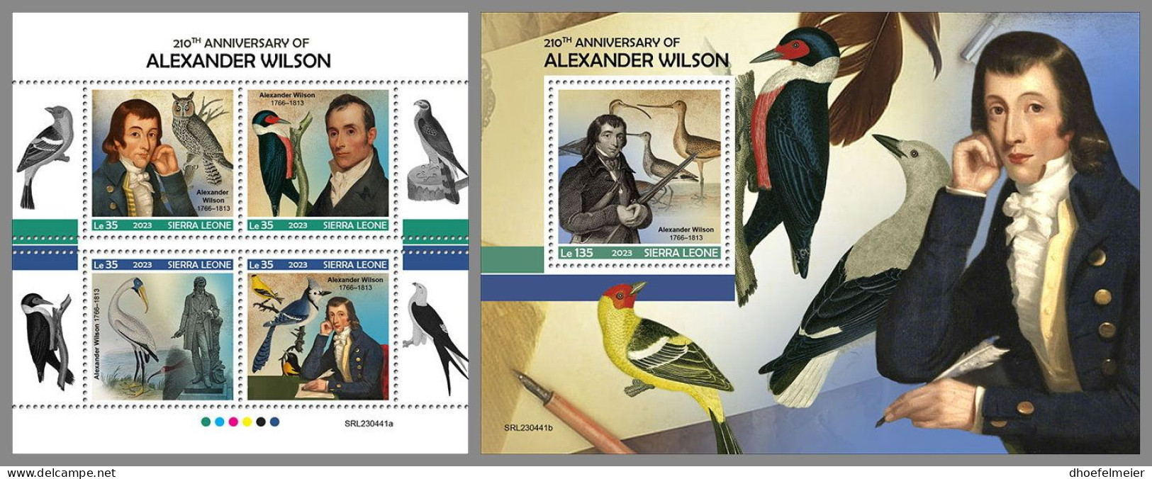 SIERRA LEONE 2023 MNH Alexander Wilson Ornithologist Ornithologe M/S+S/S – OFFICIAL ISSUE – DHQ2405 - Natur