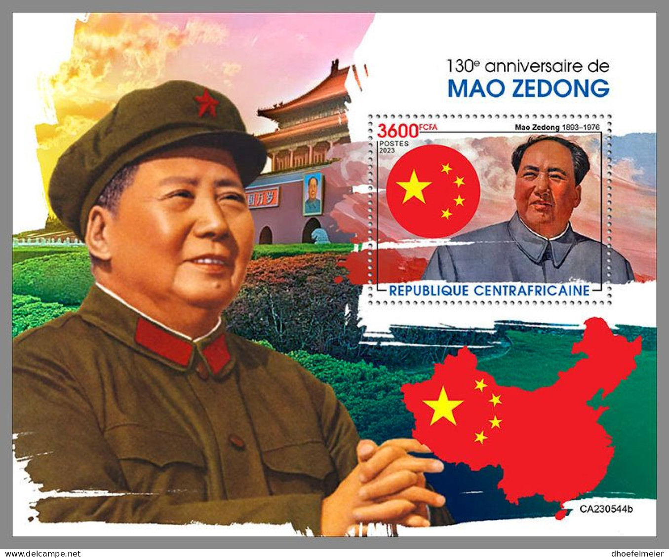 CENTRAL AFRICAN 2023 MNH Mao Zedong Mao Tse-Tung S/S – OFFICIAL ISSUE – DHQ2405 - Mao Tse-Tung