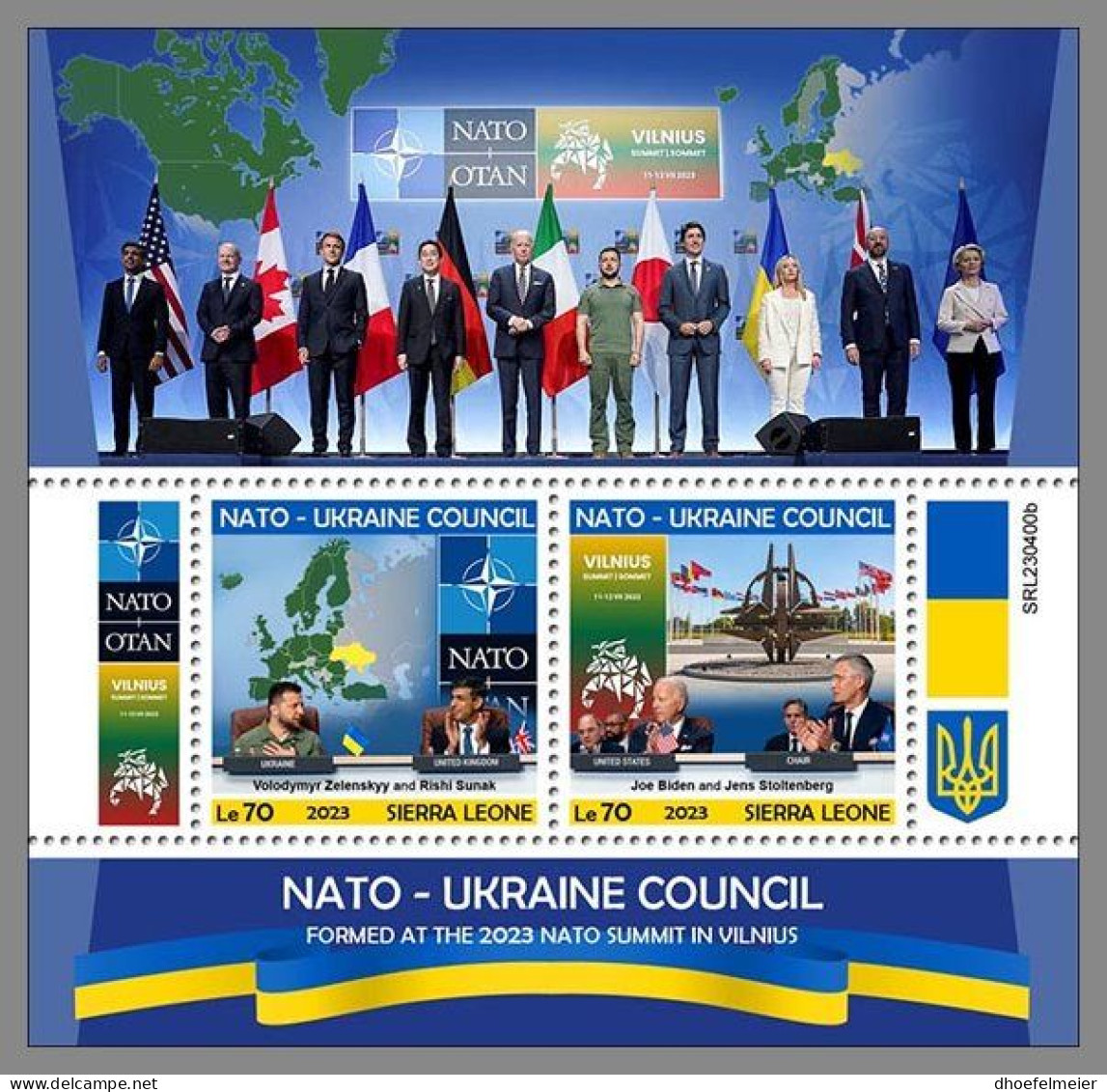 SIERRA LEONE 2023 MNH NATO Ukraine Council S/S – IMPERFORATED – DHQ2405 - NAVO