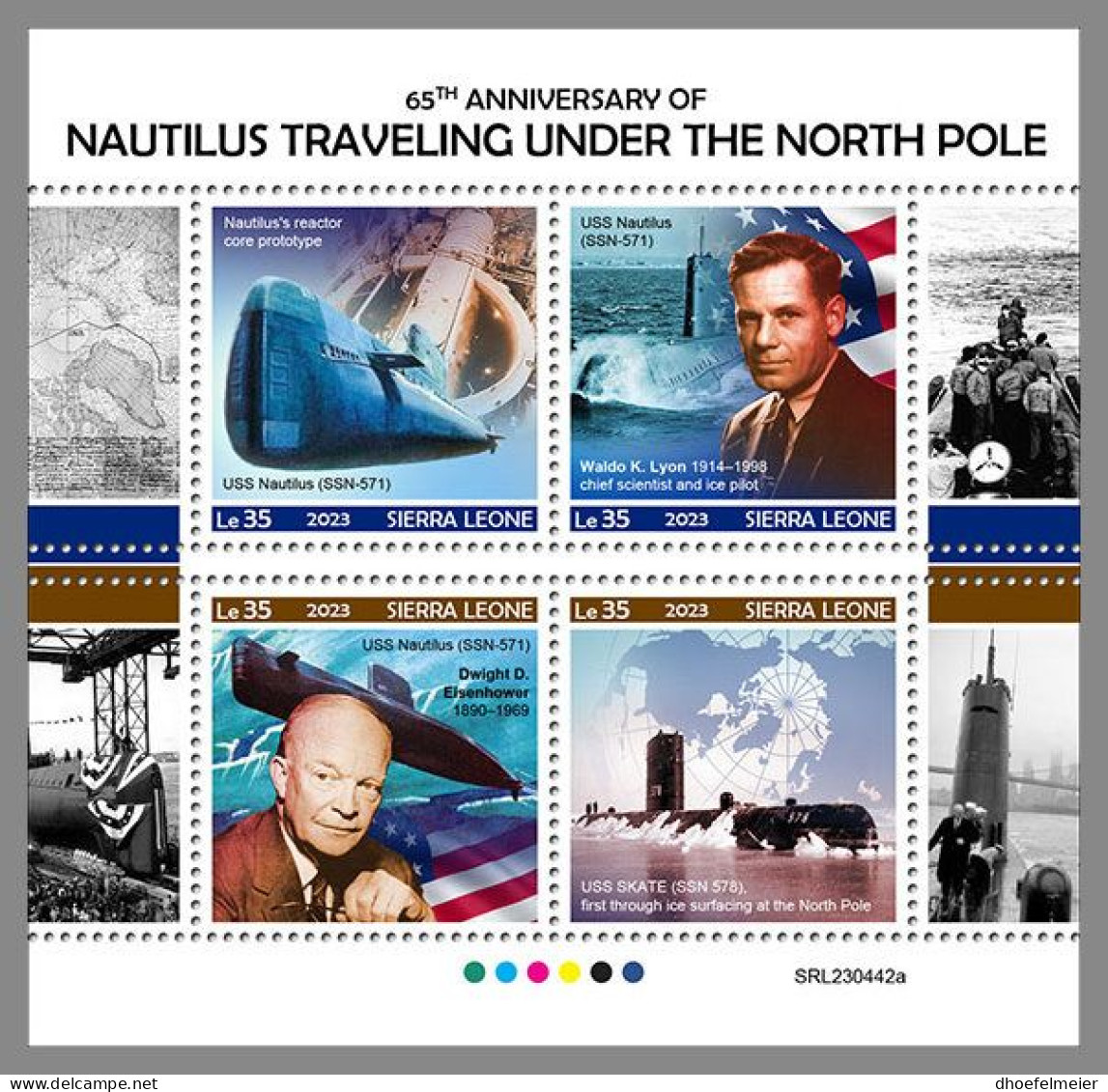 SIERRA LEONE 2023 MNH Submarine North Pole U-Boot Nordpol M/S – IMPERFORATED – DHQ2405 - Sottomarini