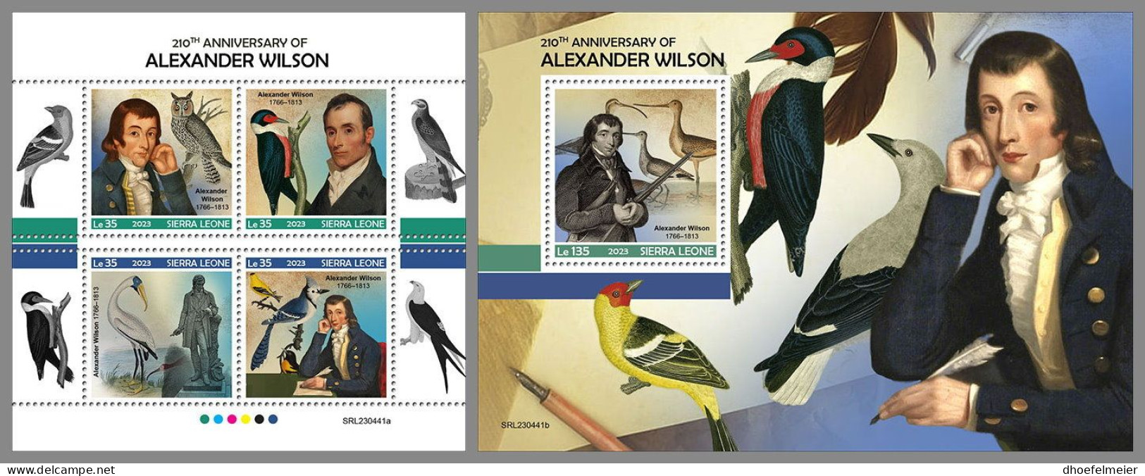 SIERRA LEONE 2023 MNH Alexander Wilson Ornithologist Ornithologe M/S+S/S – IMPERFORATED – DHQ2405 - Natura