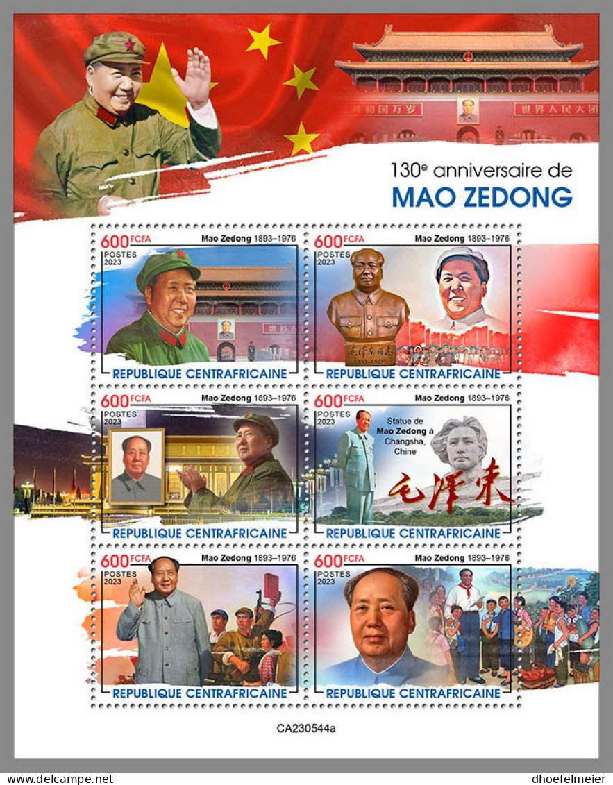 CENTRAL AFRICAN 2023 MNH Mao Zedong Mao Tse-Tung M/S – IMPERFORATED – DHQ2405 - Mao Tse-Tung