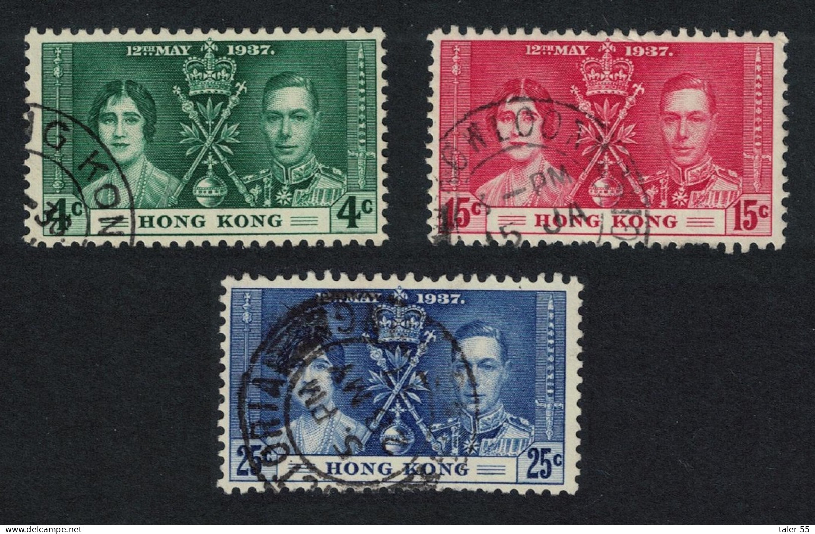 Hong Kong Coronation 3v 1937 Canc SG#137-139 MI#136-138 SC#151-153 CV£14.50 - Used Stamps
