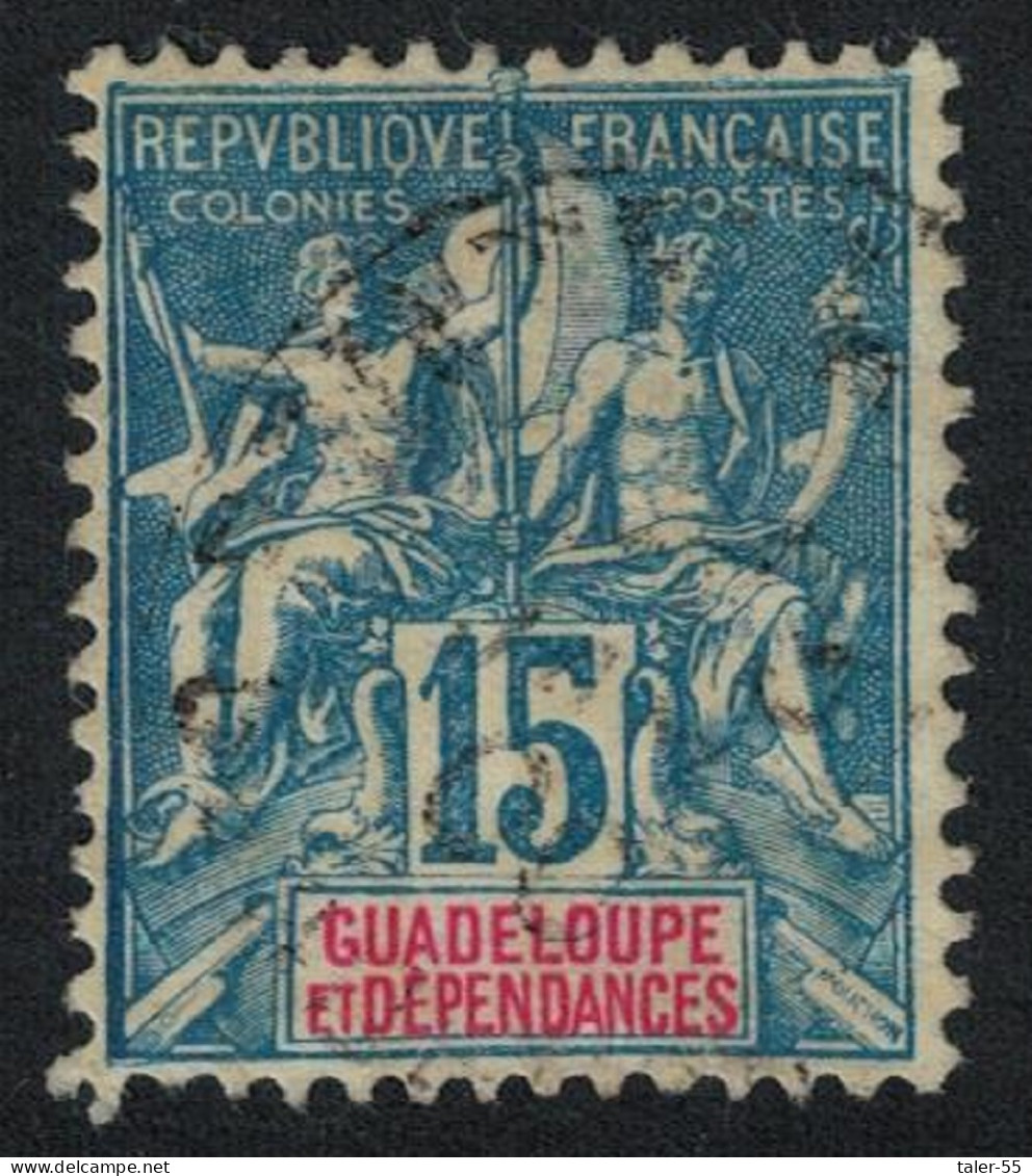 Guadeloupe Tablet Key-type Inscr 'GUADELOUPE ET DEPENDANCES' 15c 1892 Canc SG#40 - Antilles