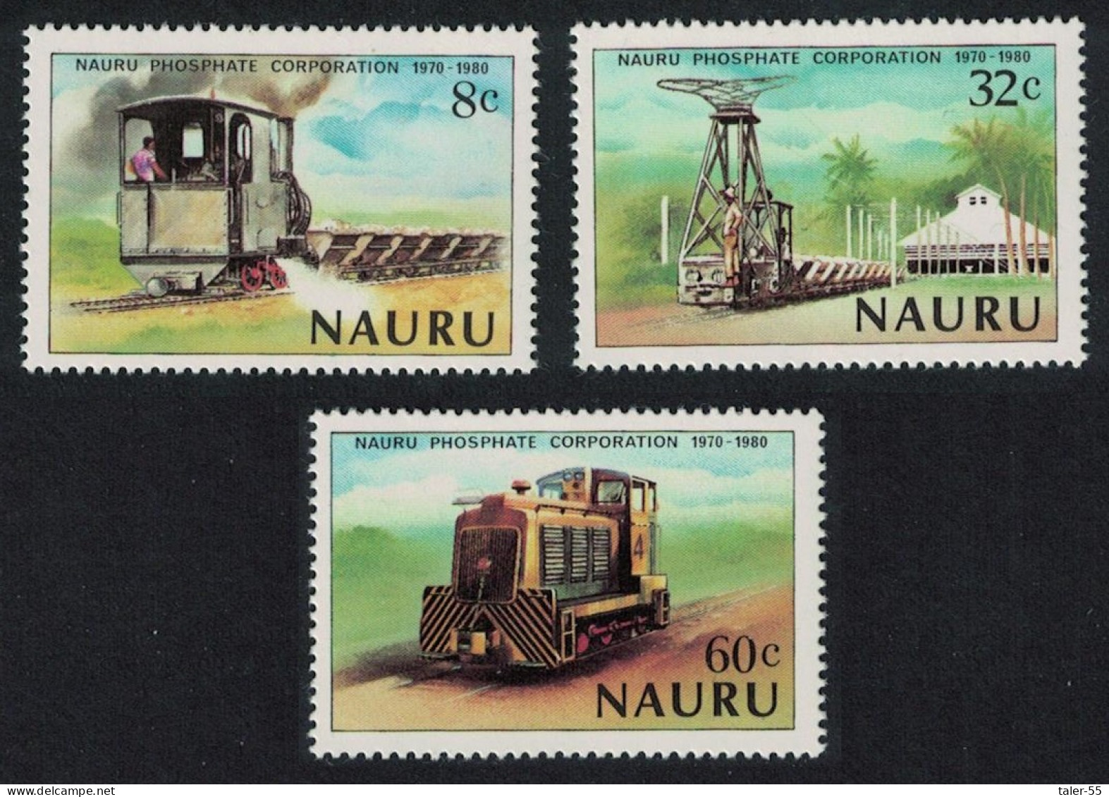Nauru Railway Locomotives Phosphate Corporation Minerals 3v 1980 MNH SG#224-226 - Nauru