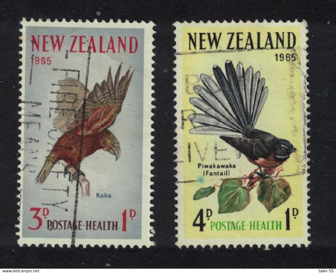 New Zealand Kaka Collared Grey Fantail Birds 2v 1965 Canc SG#831-832 MI#442-443 SC#B69a-B70a - Used Stamps